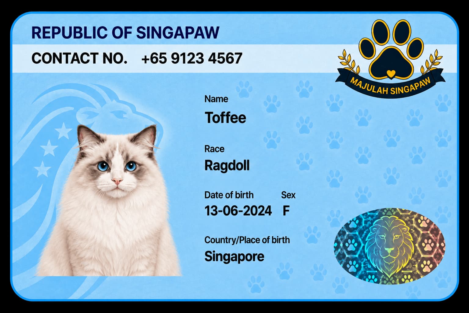 Toffee’s pink Republic of Singapaw example profile