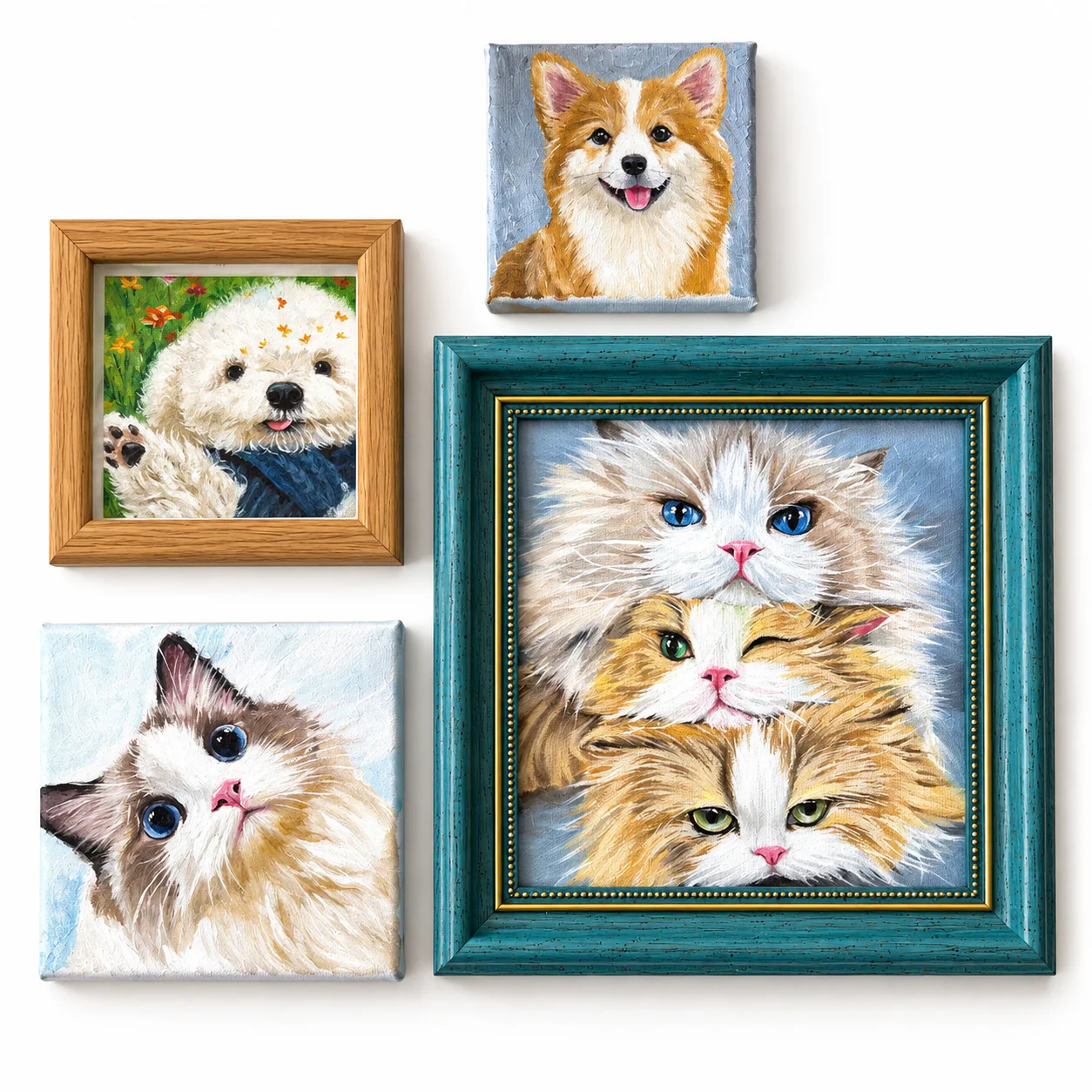Hand-Painted Pet Oil Portrait